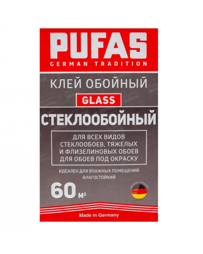Клей сухой стеклообойный Pufas Glass (Пуфас Гласс) 500 гр (60 м2) — фото 2