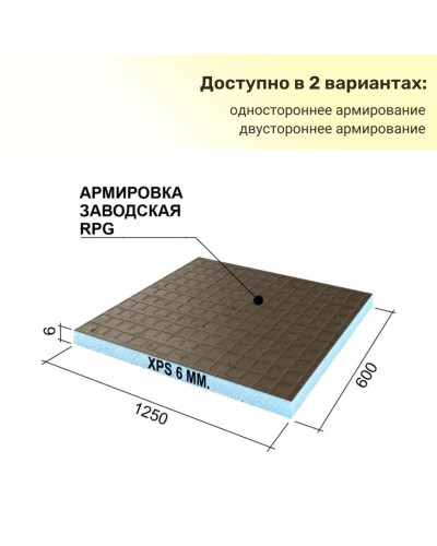 Панель Руспанель РПГ Basic односторонняя #1, двусторонняя #2, 1250х600х6 мм