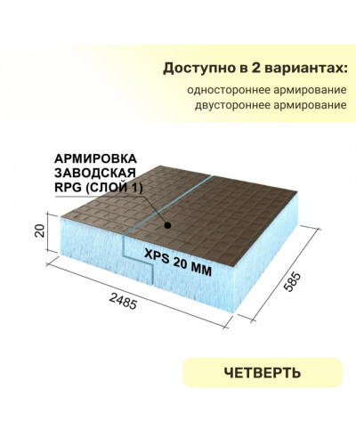 Панель Руспанель РПГ Basic с замком односторонняя #1 L, двусторонняя #2 L, 2485х585х20 мм