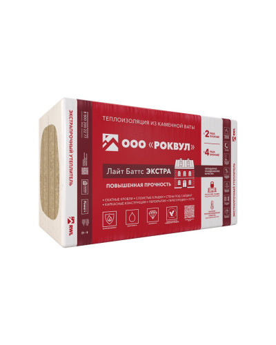 Утеплитель Rockwool Лайт Баттс Экстра П45 1000х600х100 мм (уп/4плиты, 2,4м2/0,24м3)
