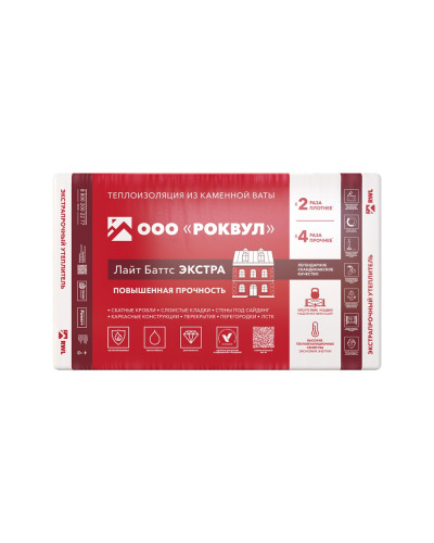 Утеплитель Rockwool Лайт Баттс Экстра П45 1000х600х50 мм (уп/8плит, 4,8м2/0,24м3) — фото 3