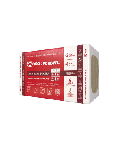 Утеплитель Rockwool Лайт Баттс Экстра П45 1000х600х50 мм (уп/8плит, 4,8м2/0,24м3) — фото 2