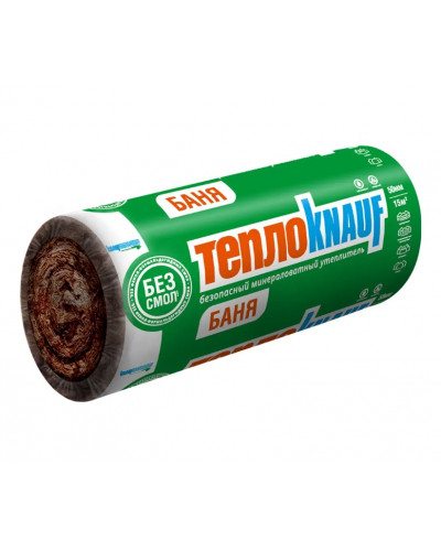 Утеплитель ТеплоКнауф Баня 1200x12500x50 мм (2 мата/15м2/0,75м3)